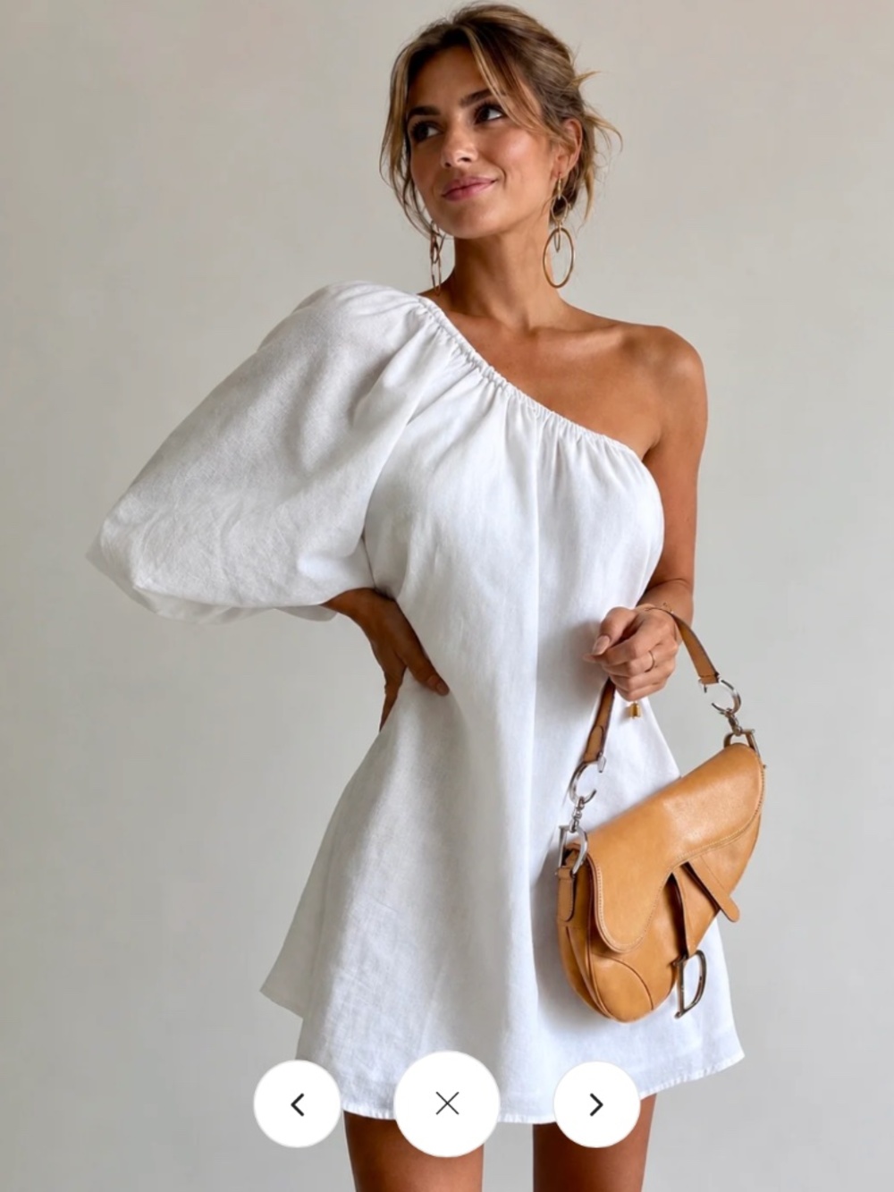 NWT Aegean Cotton Linen One Sleeve Short Dress